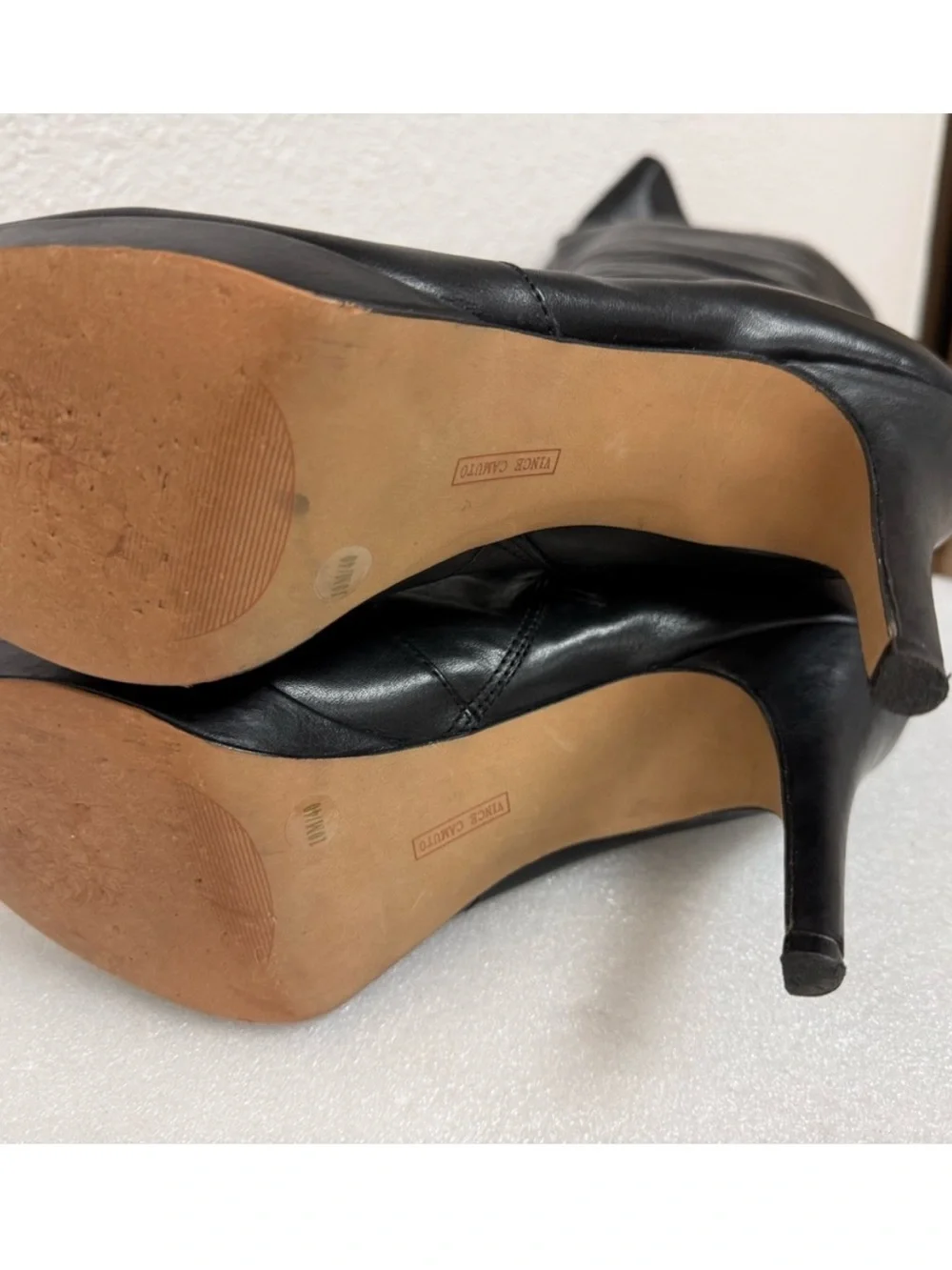 UEC Vince Camuto black over the knee stiletto leather boots 8.5 with box